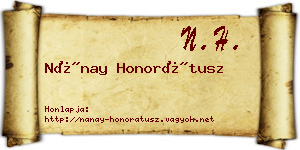 Nánay Honorátusz névjegykártya